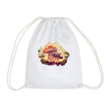 Kawaii Mushrooms Cottagecore Vintage for Mushroom Lovers - Drawstring Bag - white - Front