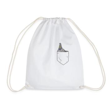 Taube in Brusttasche Taubenzüchter - Turnbeutel - Weiß - Vorne