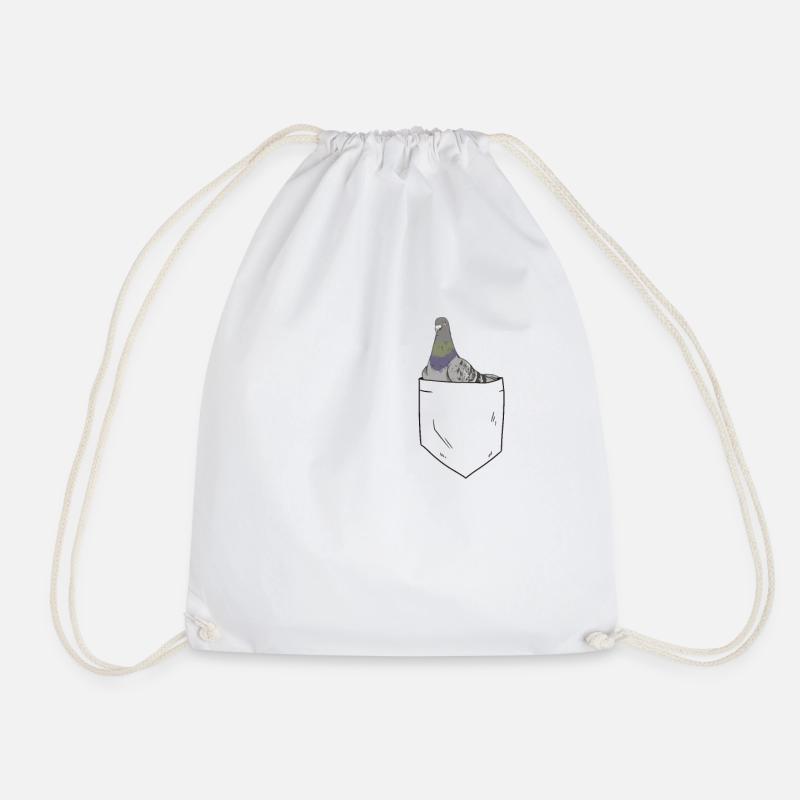 Taube in Brusttasche Taubenzüchter - Turnbeutel - Weiß