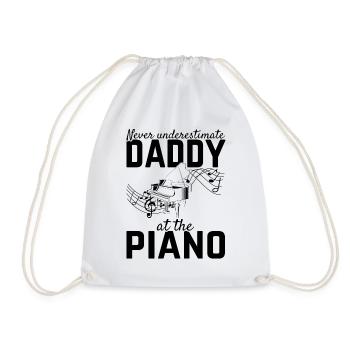 Never Underestimate Daddy At The Piano - Piano Pla - Drawstring Bag - white - Front
