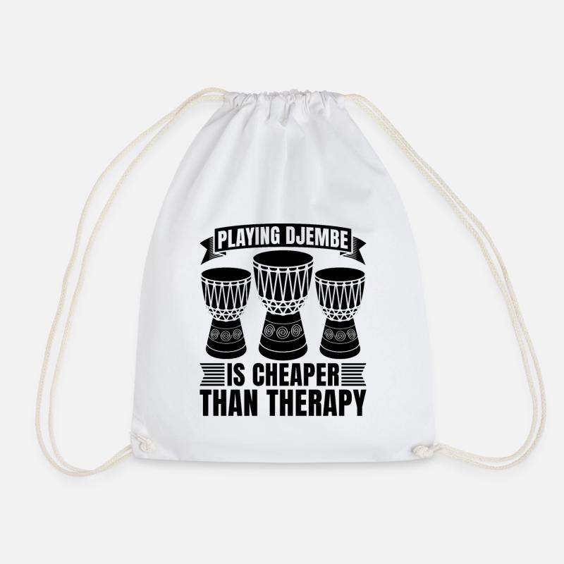 Playing Djembe Is Cheaper Percussion Djembe Player - Turnbeutel - Weiß