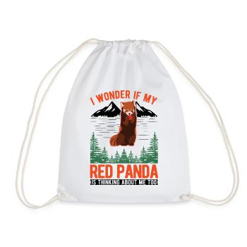 Red Panda Gift Cat Bear Red Panda - Drawstring Bag - white - Front