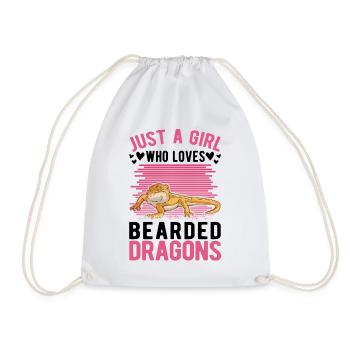 Bearded Dragon Girl Bearded Dragon - Drawstring Bag - white - Front