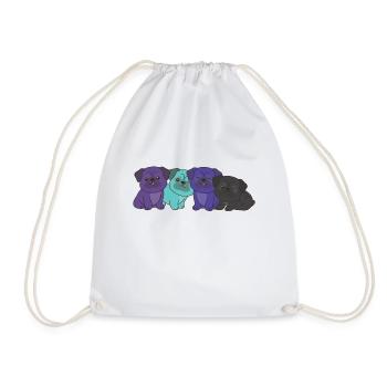 alexigender flag pug pride LGBTQ cute dogs - Drawstring Bag - white - Front