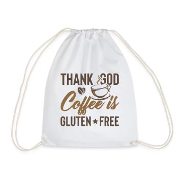 Funny Thank God Coffee Is Gluten Free - Drawstring Bag - white - Front
