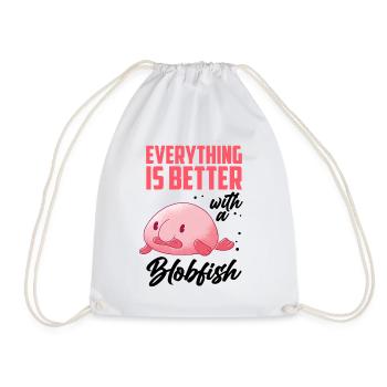 Blobfish everything is better funny blob fish - Drawstring Bag - white - Front