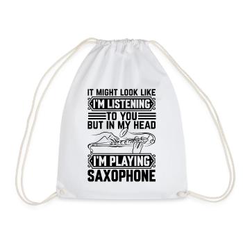 Dans ma tête, je joue du saxophone - Saxophone Playe - Sac de sport léger - blanc - Devant