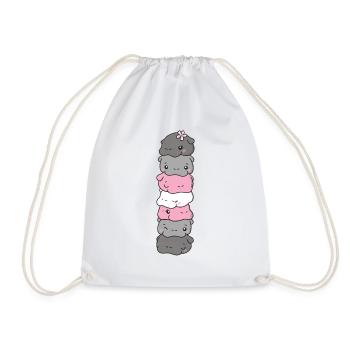 Demigirl Flag Pride LGBTQ Cute Hippo - Drawstring Bag - white - Front