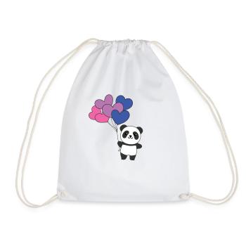 Bi Flagge Ballon Herzen Pride LGBTQ Panda - Turnbeutel - Weiß - Vorne