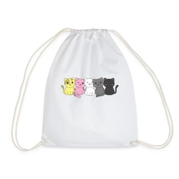 queerplatonic flag pride LGBTQ cute cat pile - Drawstring Bag - white - Front