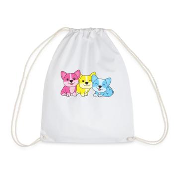 Pansexual Flag Corgi Pride LGBTQ Cute Dogs - Drawstring Bag - white - Front