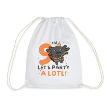 9th birthday Axolotl nine years old sweet Axolotls - Drawstring Bag - white - Front