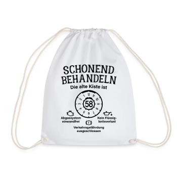 58. Geburtstag Schonend Behandeln Alte Kiste 58 - Turnbeutel - Weiß - Vorne