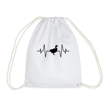 Duck heartbeat - Drawstring Bag - white - Front