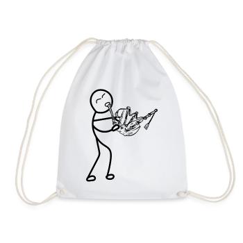 Funny Stick Figure Bagpiper Funny Bagpipe Instrume - Turnbeutel - Weiß - Vorne