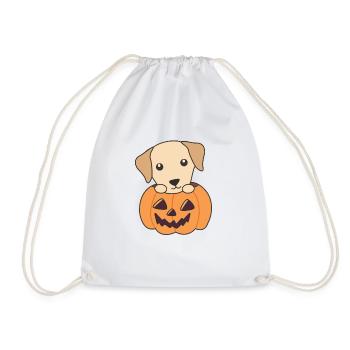 Labrador in Pumpkin Cute Dogs Happy Halloween - Drawstring Bag - white - Front