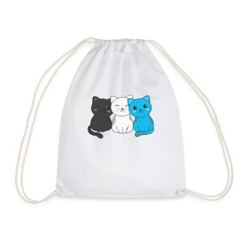 mascic flag pride LGBTQ cute cat pile - Drawstring Bag - white - Front