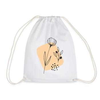 Hand Drawn Flower 2 - Drawstring Bag - white - Front