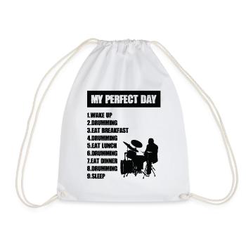 My Perfect Day Drum Player Day Plan Drummer - Turnbeutel - Weiß - Vorne