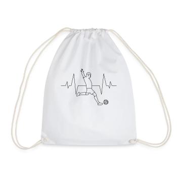 Footballer heartbeat - Drawstring Bag - white - Front