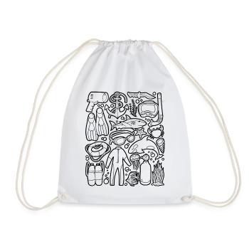 Diving Doodles Scuba Snorkeling Diving Equipment - Drawstring Bag - white - Front