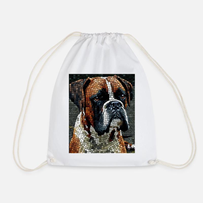 Boxerhund Mosiac - Turnbeutel - Weiß