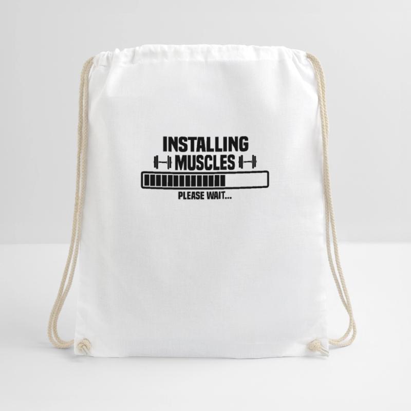 Installing muscles – please wait – bitte warten Turnbeutel