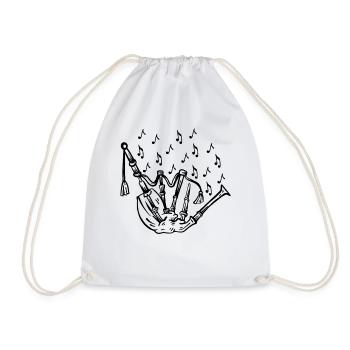 Bagpipe With Music Notes Bagpipe Musician - Drawstring Bag - white - Front