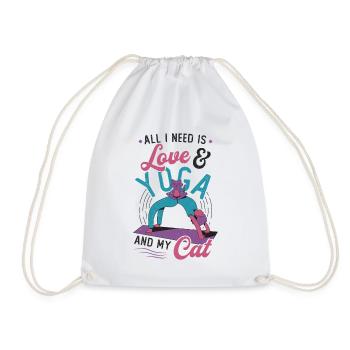 All I need is love and yoga - Drawstring Bag - white - Front