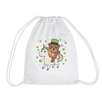 Ours avec licorne Saint-Patrick Irlande Chance - Sac de sport léger - blanc - Devant
