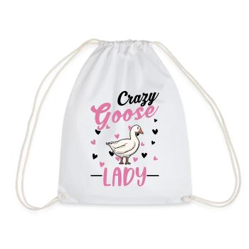 Crazy Goose lady geese goose breeder - Drawstring Bag - white - Front
