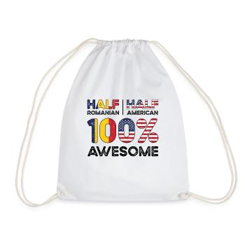 Born Romanian Romania American USA Citizenship - Drawstring Bag - white - Front
