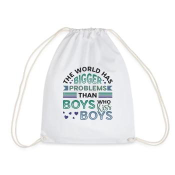 Bigger problems than guys kissing boys - Drawstring Bag - white - Front