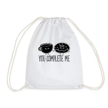 You Complete Me Breakfast Coffee & Donuts Lover - Drawstring Bag - white - Front