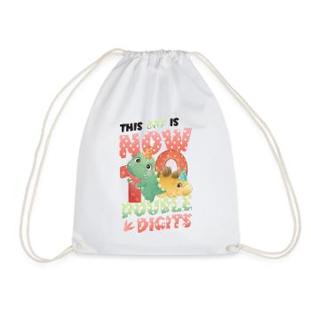 This boy is now 10, double digits - Drawstring Bag - white - Front