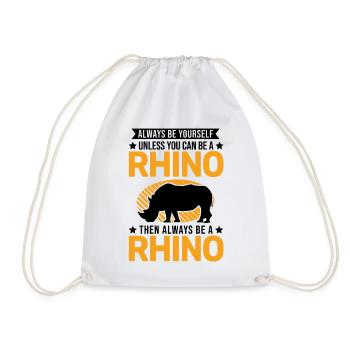 Nashorn Rhino Rhinozeros - Turnbeutel - Weiß - Vorne