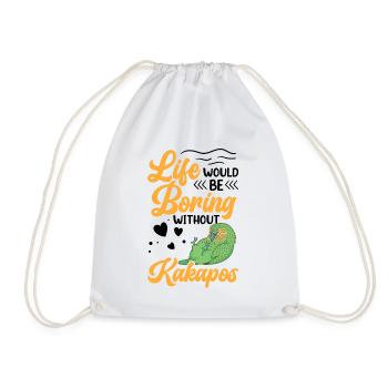 Boring without Kakapo New Zealand Parrot - Drawstring Bag - white - Front