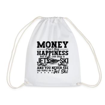 Money Can't Buy Happiness Jetski Skiing Jet Skier - Drawstring Bag - white - Front