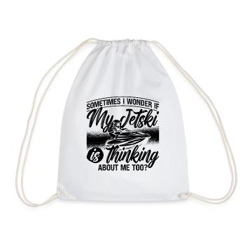 Sometimes I Wonder Jet Skiing Watercraft Jet Skier - Drawstring Bag - white - Front