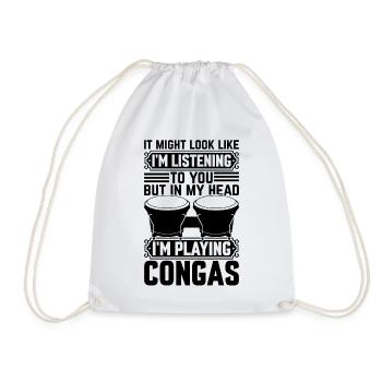 I'm Listening To You But In My Head I'm Playing Co - Drawstring Bag - white - Front