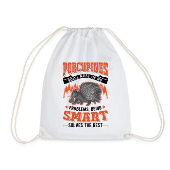 Porcupine Gift Porcupine - Drawstring Bag - white - Front