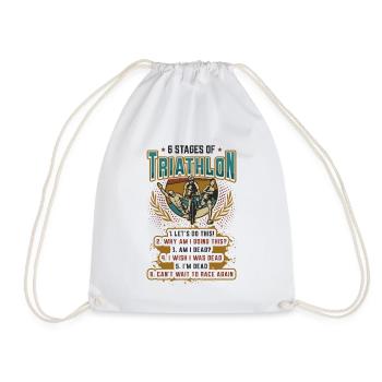 6 stages of triathlon - Drawstring Bag - white - Front