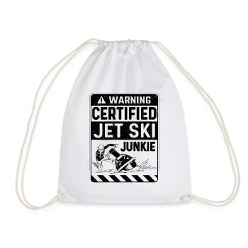 Warning Certified Jet Ski Junkie Skiing Jet Skier - Drawstring Bag - white - Front