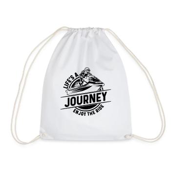 Life's A Journey Enjoy The Ride Skiing Jet Skier - Drawstring Bag - white - Front