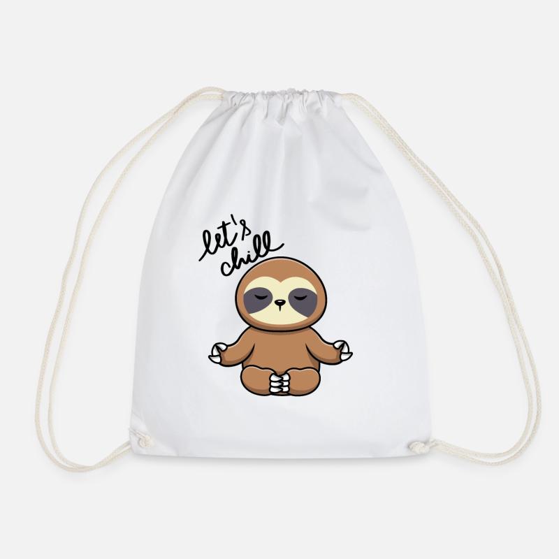 Let's Chill - Sloth - Drawstring Bag - white