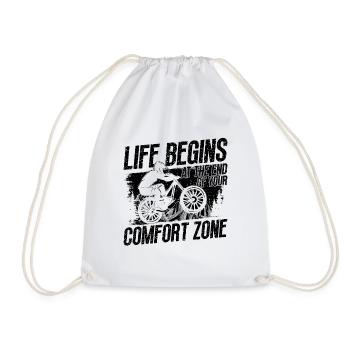 Life Begins At The End Bike Racing Mountain Biker - Drawstring Bag - white - Front