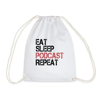 Food Sleep Podcast - Drawstring Bag - white - Front
