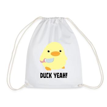Duck yes - Duck with knife duck with knife - Drawstring Bag - white - Front