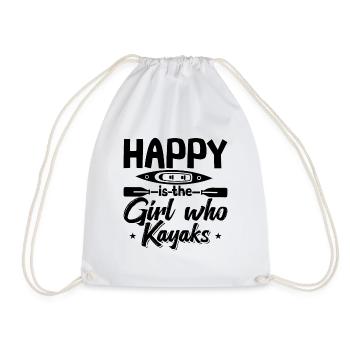 Happy Is The Girl Who Kayaks Rafting Kayak Lover - Turnbeutel - Weiß - Vorne