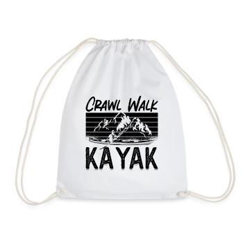 Crawl Walk Kayak Kayaking Water Sports Kayak Lover - Drawstring Bag - white - Front